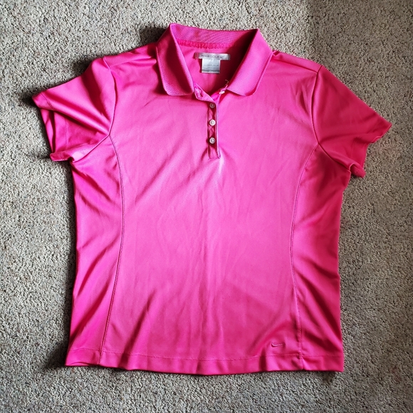 Nike Tops - Nike Golf Dry Fit Womens Large Short Sleeve Pink Polo Top